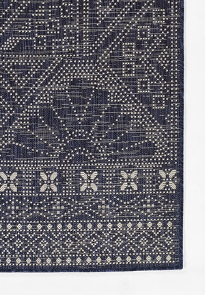 Momeni Riviera RV-03 Machine Made Transitional Tribal Indoor/Outdoor Area Rug Navy 9' x 12' RIVRARV-03NVY90C0