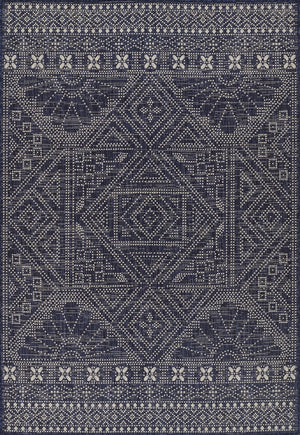Momeni Riviera RV-03 Machine Made Transitional Tribal Indoor/Outdoor Area Rug Navy 9' x 12' RIVRARV-03NVY90C0