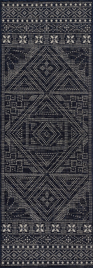 Momeni Riviera RV-03 Machine Made Transitional Tribal Indoor/Outdoor Area Rug Navy 9' x 12' RIVRARV-03NVY90C0