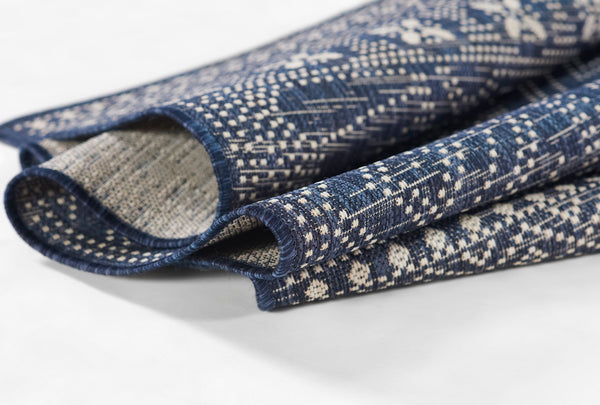 Momeni Riviera RV-03 Machine Made Transitional Tribal Indoor/Outdoor Area Rug Navy 9' x 12' RIVRARV-03NVY90C0