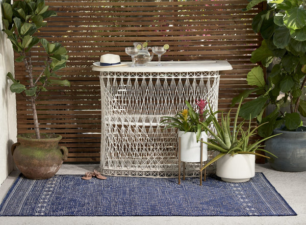 Momeni Riviera RV-03 Machine Made Transitional Tribal Indoor/Outdoor Area Rug Navy 9' x 12' RIVRARV-03NVY90C0