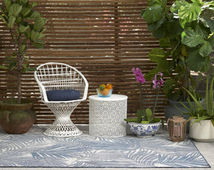 Momeni Riviera RV-04 Machine Made Transitional Floral Indoor/Outdoor Area Rug Blue 9' x 12' RIVRARV-04BLU90C0