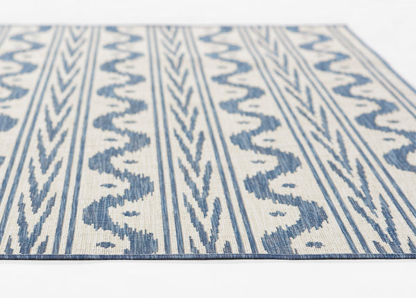 Momeni Riviera RV-05 Machine Made Transitional Geometric Indoor/Outdoor Area Rug Blue 9' x 12' RIVRARV-05BLU90C0