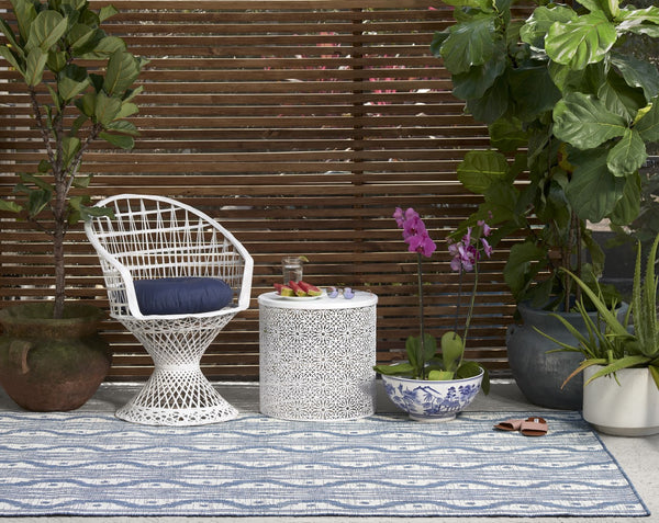 Momeni Riviera RV-05 Machine Made Transitional Geometric Indoor/Outdoor Area Rug Blue 9' x 12' RIVRARV-05BLU90C0