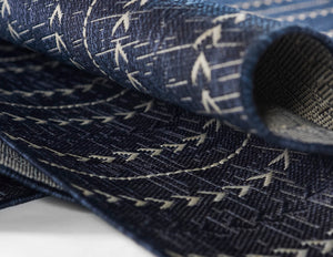 Momeni Riviera RV-06 Machine Made Transitional Geometric Indoor/Outdoor Area Rug Navy 9' x 12' RIVRARV-06NVY90C0