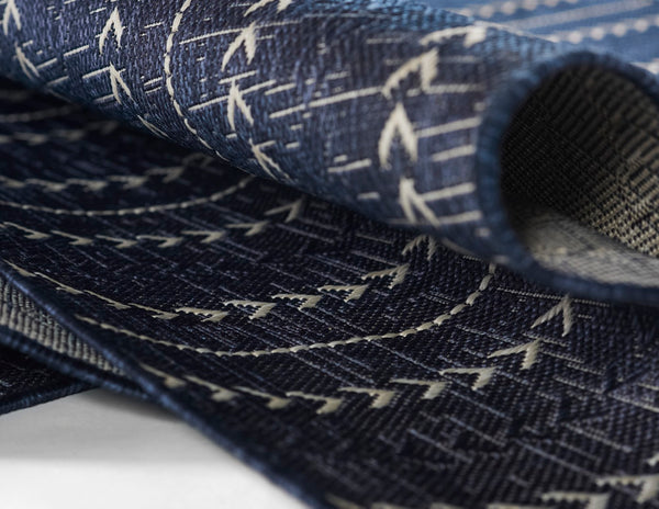 Momeni Riviera RV-06 Machine Made Transitional Geometric Indoor/Outdoor Area Rug Navy 9' x 12' RIVRARV-06NVY90C0