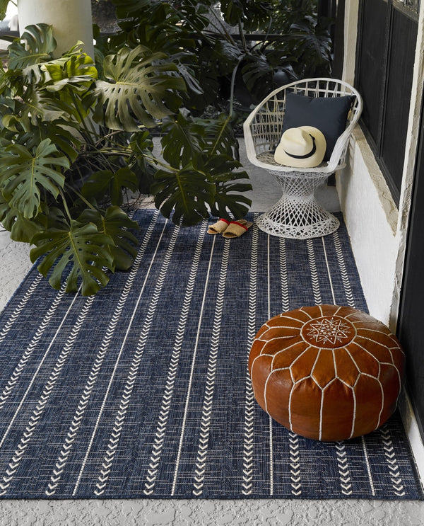 Momeni Riviera RV-06 Machine Made Transitional Geometric Indoor/Outdoor Area Rug Navy 9' x 12' RIVRARV-06NVY90C0