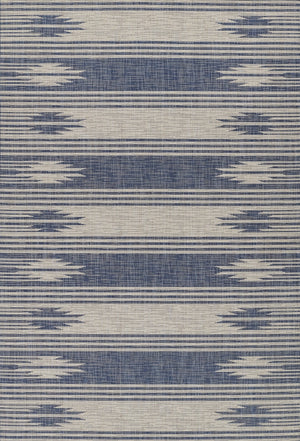 Momeni Riviera RV-07 Machine Made Transitional Geometric Indoor/Outdoor Area Rug Blue 9' x 12' RIVRARV-07BLU90C0