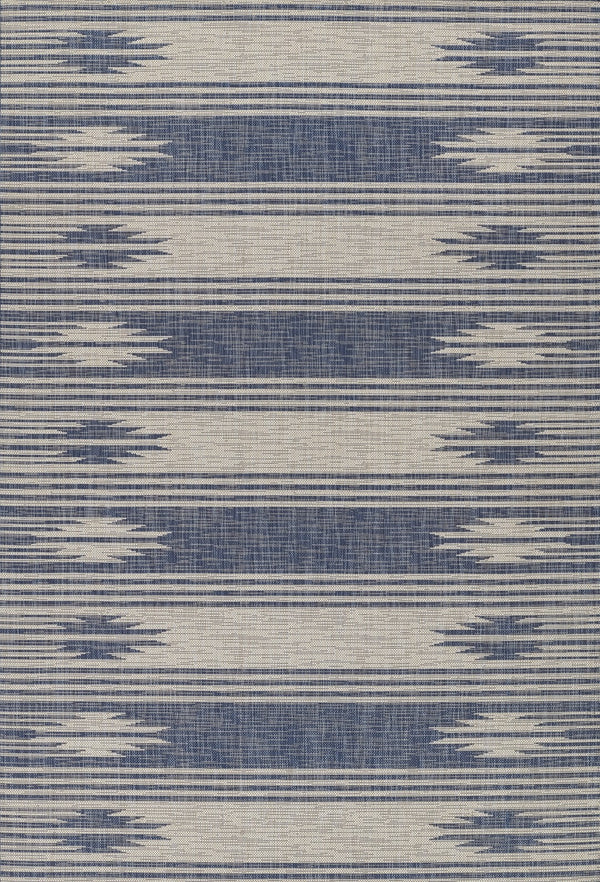 Momeni Riviera RV-07 Machine Made Transitional Geometric Indoor/Outdoor Area Rug Blue 9' x 12' RIVRARV-07BLU90C0