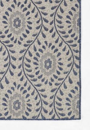 Momeni Riviera RV-09 Machine Made Transitional Floral Indoor/Outdoor Area Rug Blue 9' x 12' RIVRARV-09BLU90C0