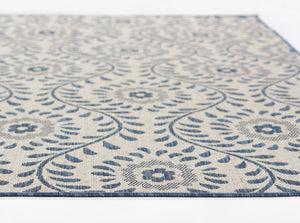 Momeni Riviera RV-09 Machine Made Transitional Floral Indoor/Outdoor Area Rug Blue 9' x 12' RIVRARV-09BLU90C0