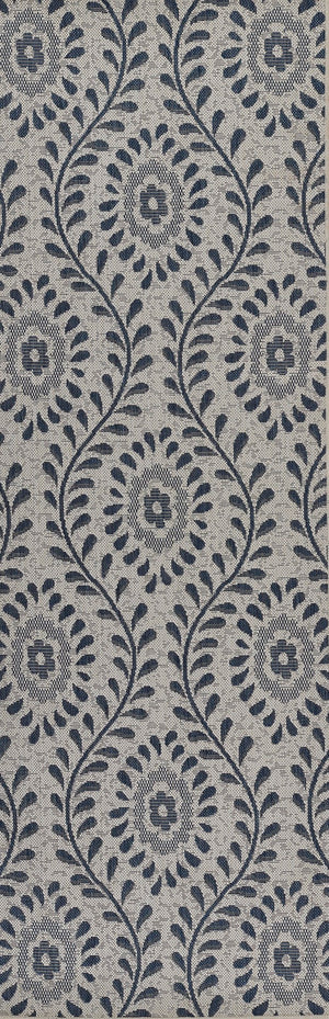 Momeni Riviera RV-09 Machine Made Transitional Floral Indoor/Outdoor Area Rug Blue 9' x 12' RIVRARV-09BLU90C0