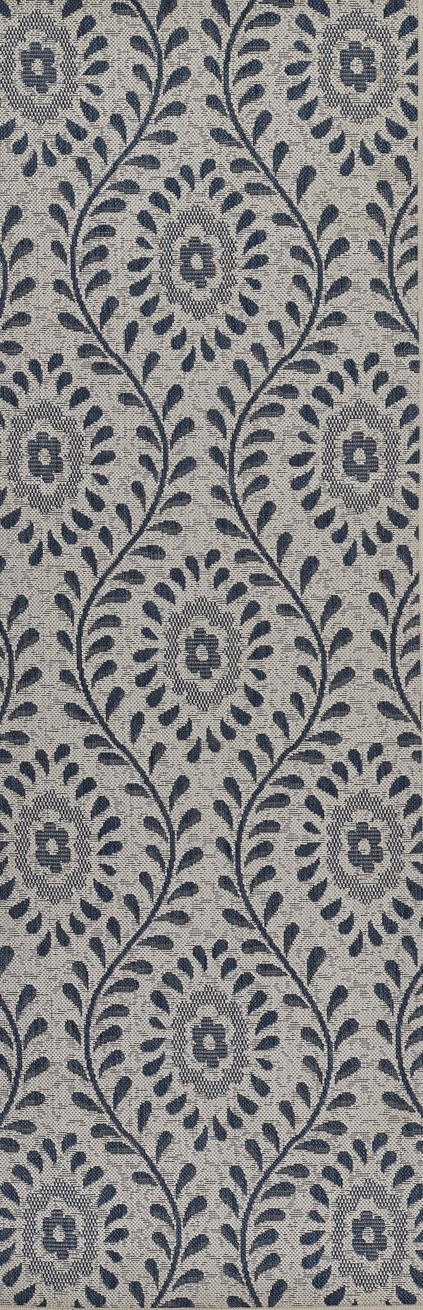 Momeni Riviera RV-09 Machine Made Transitional Floral Indoor/Outdoor Area Rug Blue 9' x 12' RIVRARV-09BLU90C0