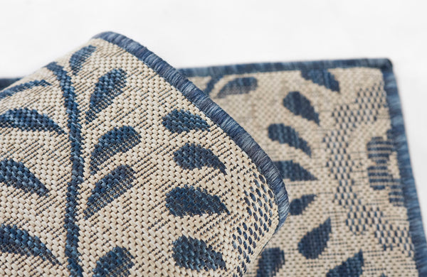 Momeni Riviera RV-09 Machine Made Transitional Floral Indoor/Outdoor Area Rug Blue 9' x 12' RIVRARV-09BLU90C0