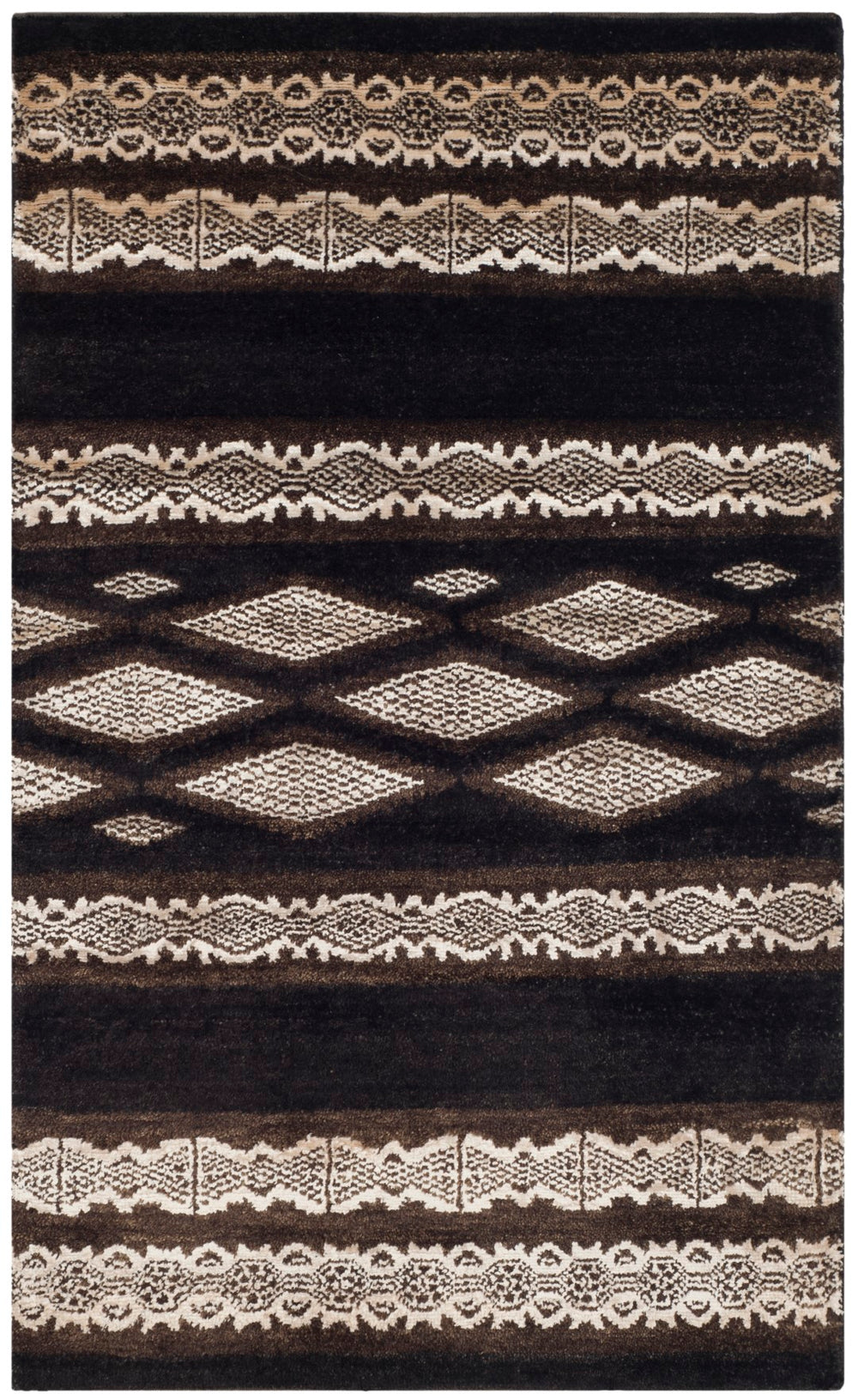 Safavieh Nairobi Stripe Hand Knotted 70% Wool/20% Cotton/and 10% Bamboo Silk. Rug RLR7731A-11SQ