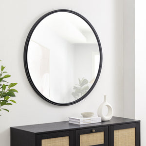 Walker Edison Glam/Contemporary 36" Double Ribbed Frame Mirror RM36MIBL
