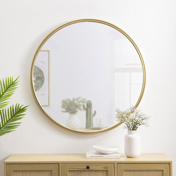 Walker Edison Glam/Contemporary 36" Double Ribbed Frame Mirror RM36MIGD