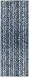 Remmy Coastal Inspired, Striated, Deep Teal Blue, 2ft-10in x 7ft-10in, Runner