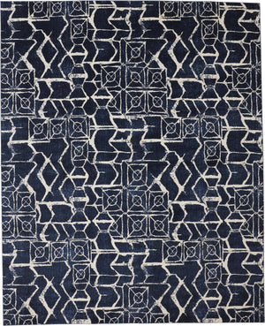 Remmy Abstract Patterned Rug, Dark Navy Blue, 8ft x 11ft Area Rug