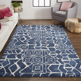 Remmy Abstract Patterned Rug, Dark Navy Blue, 8ft x 11ft Area Rug