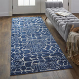 Remmy Abstract Patterned Rug, Dark Navy Blue, 2ft - 10in x 7ft - 10in, Runner