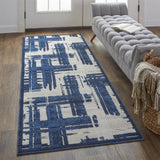 Remmy Coastal Inspired Rug, Crosshatch, Navy Blue, 2ft-10in x 7ft-10in, Runner