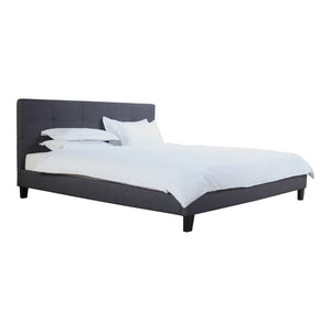 Moe's Home Eliza King Bed Dark Grey Fabric