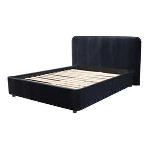 Moe's Home Samara Queen Bed Blue Velvet