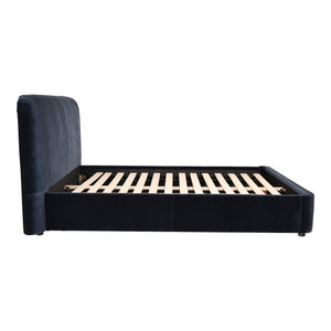 Moe's Home Samara Queen Bed Blue Velvet