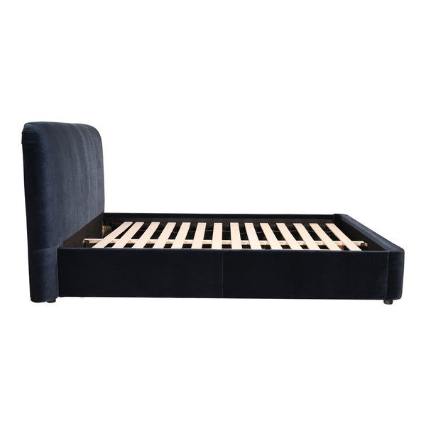 Moe's Home Samara Queen Bed Blue Velvet