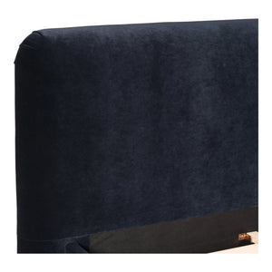 Moe's Home Samara Queen Bed Blue Velvet