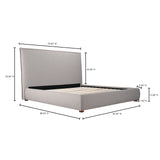 Moe's Home Luzon Queen Bed Tall Headboard Greystone RN-1148-15
