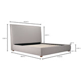 Moe's Home Luzon King Bed Tall Headboard Greystone RN-1149-15