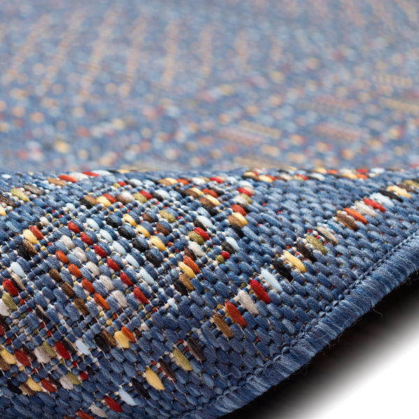 Trans-Ocean Liora Manne Avena Panel Stripe Casual Indoor/Outdoor Power Loomed 91% Polypropylene/9% Polyester Rug Denim 7'10" x 9'10"