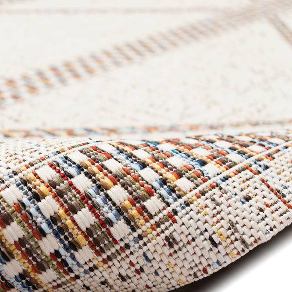 Trans-Ocean Liora Manne Avena Diamond Stripe Casual Indoor/Outdoor Power Loomed 91% Polypropylene/9% Polyester Rug Ivory 7'10" x 9'10"