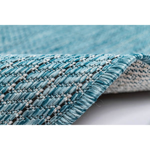 Trans-Ocean Liora Manne Carmel Texture Stripe Casual Indoor/Outdoor Power Loomed 87% Polypropylene/13% Polyester Rug Aqua 7'10" x 9'10"