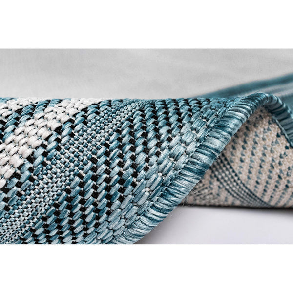 Trans-Ocean Liora Manne Carmel Multi Border Casual Indoor/Outdoor Power Loomed 87% Polypropylene/13% Polyester Rug Aqua 7'10" x 9'10"