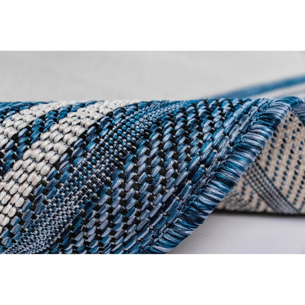 Trans-Ocean Liora Manne Carmel Multi Border Casual Indoor/Outdoor Power Loomed 87% Polypropylene/13% Polyester Rug Navy 7'10" x 9'10"