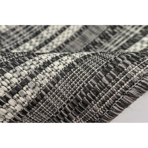 Trans-Ocean Liora Manne Carmel Multi Border Casual Indoor/Outdoor Power Loomed 87% Polypropylene/13% Polyester Rug Black 7'10" x 9'10"