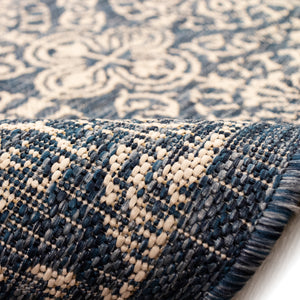 Trans-Ocean Liora Manne Carmel Antique Tile Casual Indoor/Outdoor Power Loomed 87% Polypropylene/13% Polyester Rug Navy 7'10" x 9'10"