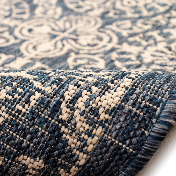 Trans-Ocean Liora Manne Carmel Antique Tile Casual Indoor/Outdoor Power Loomed 87% Polypropylene/13% Polyester Rug Navy 7'10" x 9'10"