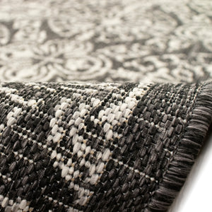 Trans-Ocean Liora Manne Carmel Antique Tile Casual Indoor/Outdoor Power Loomed 87% Polypropylene/13% Polyester Rug Black 7'10" x 9'10"