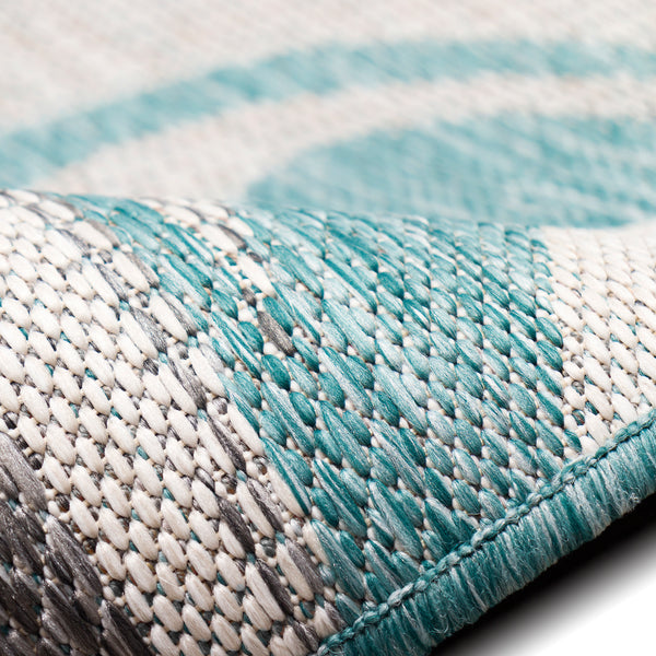 Trans-Ocean Liora Manne Malibu Waves Casual Indoor/Outdoor Power Loomed 88% Polypropylene/12% Polyester Rug Aqua 7'10" x 9'10"