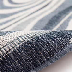 Trans-Ocean Liora Manne Malibu Waves Casual Indoor/Outdoor Power Loomed 88% Polypropylene/12% Polyester Rug Navy 7'10" x 9'10"