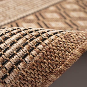 Trans-Ocean Liora Manne Monterey Tribal Stripe  Indoor/Outdoor Power Loomed 91% Polypropylene/9% Polyester Rug Black 7'10" x 9'10"