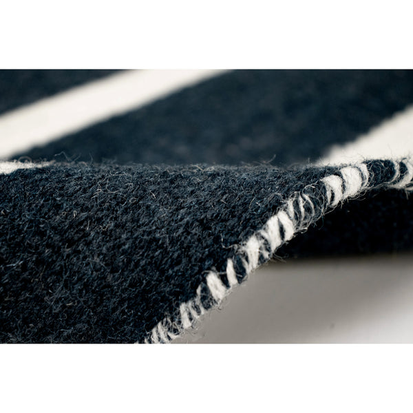 Trans-Ocean Liora Manne Sorrento Pinstripe Classic Indoor/Outdoor Hand Woven 100% Polyester Rug Black 8'3" x 11'6"