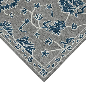 AMER Rugs Romania ROM-1 Hand-Hooked Floral Classic Area Rug Gray 9' x 13'