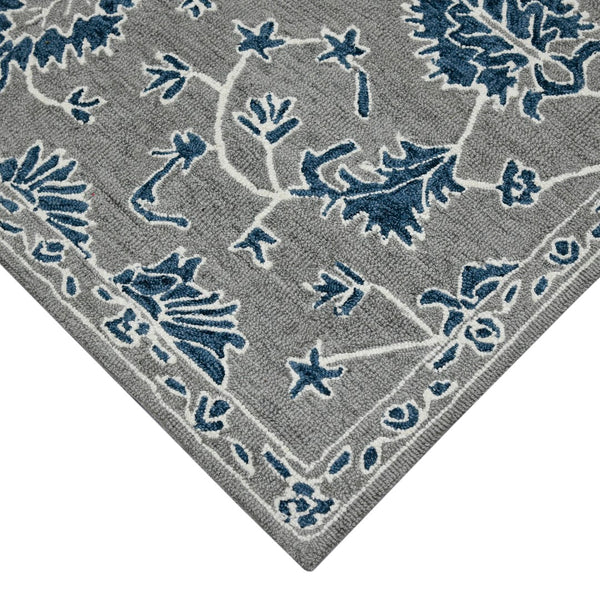 AMER Rugs Romania ROM-1 Hand-Hooked Floral Classic Area Rug Gray 9' x 13'