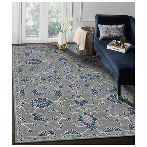 AMER Rugs Romania ROM-1 Hand-Hooked Floral Classic Area Rug Gray 9' x 13'