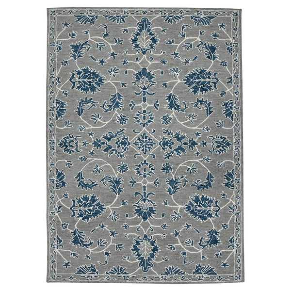 AMER Rugs Romania ROM-1 Hand-Hooked Floral Classic Area Rug Gray 9' x 13'